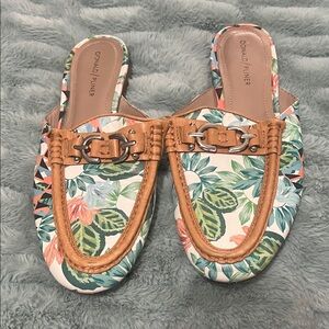 Donald J. Pliner Floral Slip-On Mules with Tan Trim
